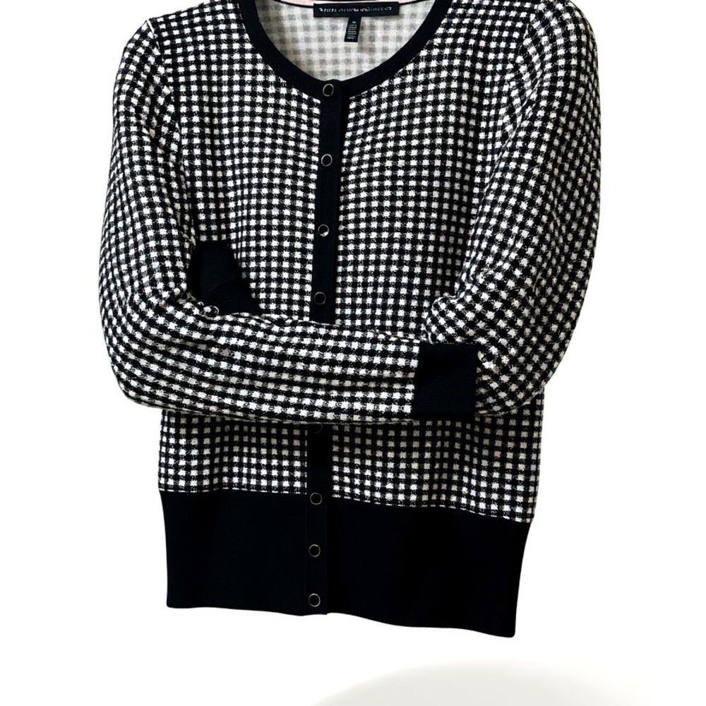 BNWOT White House Black Market Black and White Checkered Cardigan Size Small
